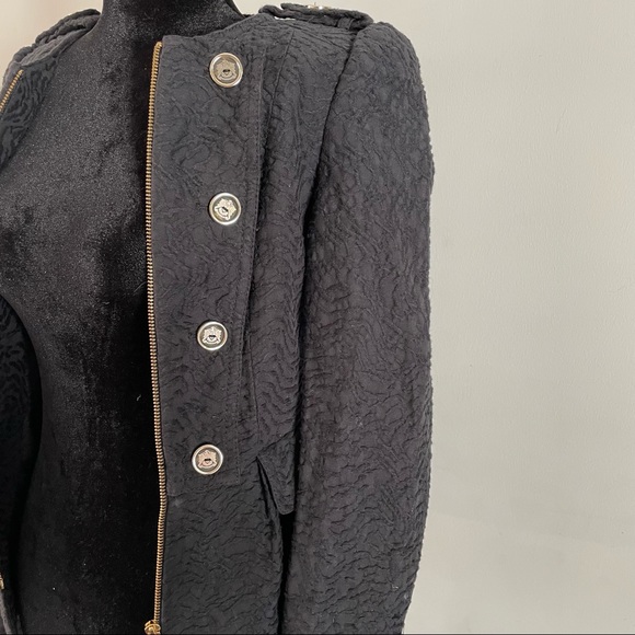 Zara Women Black Textured Crop Utility Jacket w/ Gold Details Size:XSmall - Picture 8 of 17